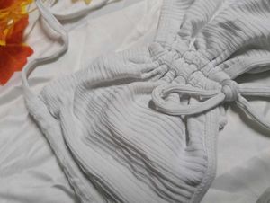 137.White Halter Bikini Top