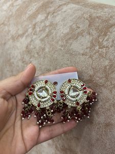 Elegant Red &amp; White Earrings