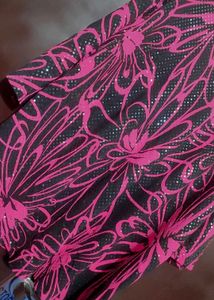 Pink 💗&amp; Black Floral Print Partywear Top 50 Bust