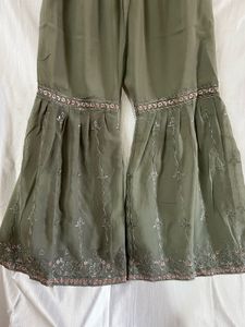 Pista-Green Embroidered Sharara Suit Set