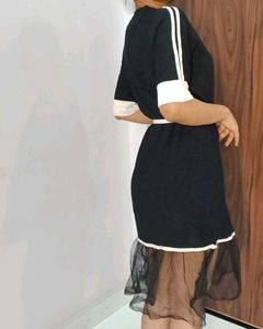Chic Black &amp; White Dress with Tulle Skirt