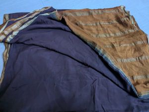 Brown Saree with Gold Border