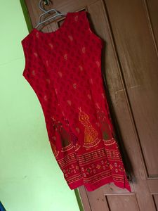 Pure Cotton Red Beautiful Kurta