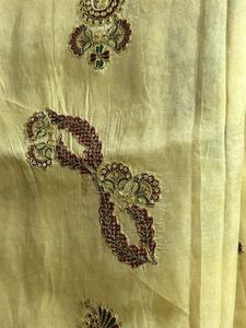 Custurd-Cream Saree with Maroon &amp; Gold Border