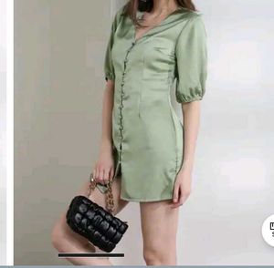 Chic Satin Green Mini Dress