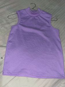 Lilac Mock Neck Sleeveless Top