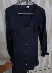 Black Button-Down Mini Dress