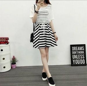 Striped Korean Mini Dress with Top