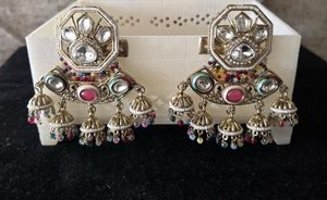 Indian Jhumka Earrings with Kundan