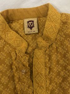 Men's Mustard Embroidered Kurta