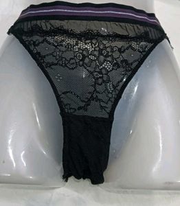 💛 Sheer Black Lace Thong Panty