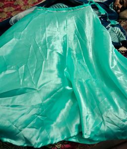 Green Satin Midi Skirt