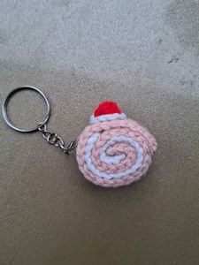 Cute Crocheted Swiss Roll Keychain