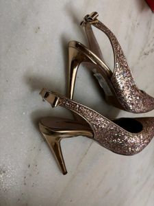Dorothy Perkins Sparkly Gold Slingback Heels