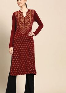 Maroon Kurta with Gold Print