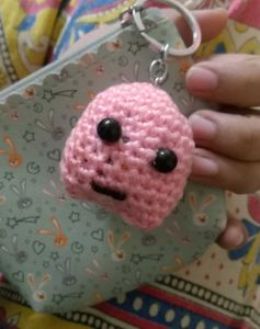 Handmade Pink Ghost Crochet Keychain 👻💖