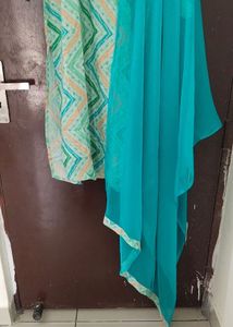 Light Green ZigZag Print Kurta Set