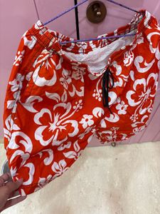 Men's Red Floral Swim Shorts