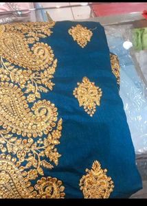 beautifull 😍🎁Embroidered Teal Saree havy work