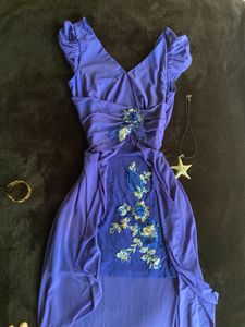 vintage Royal Blue Embellished Dress