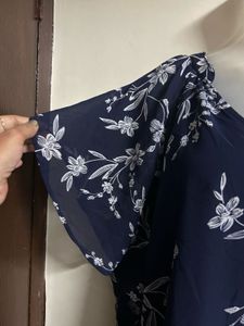 Navy Blue Floral Print Top