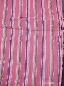 Pink Striped Cotton Dress Material