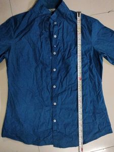 Blue Dotted Button-Up Shirt