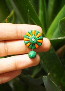 Orange & Black Clay Earring