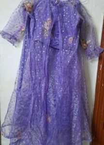 Purple Floral Embellished Dress