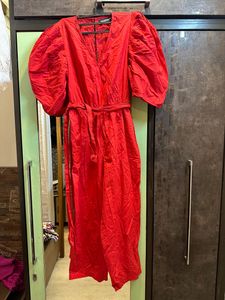 Sassafras Red Tapered Leg Jumpsuit