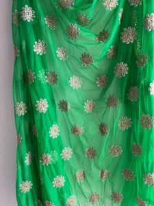 Brand new designer heavy embroidered Green Dupatta