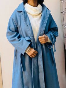 Stylish Blue Trench Coat