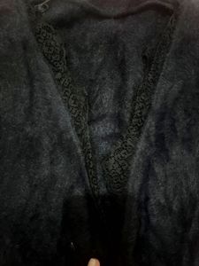 Cozy Black Fuzzy Long Sleeve Top