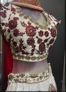 Exquisite off white &amp; Red Lehenga Choli