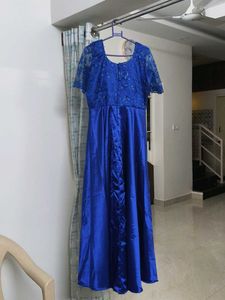 Royal Blue Lace &amp; Satin Gown