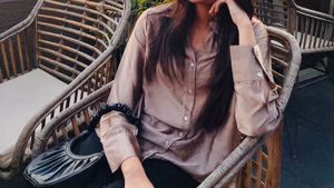 Shiny Satin Collared Shirt