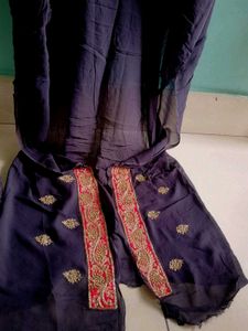 Elegant blue suit material  with Gold Motifs