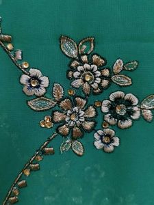 Embellished Green crepe abroided with stone work d
