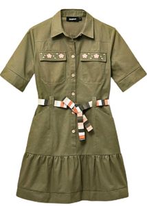 Olive Green Shirt Dress with Belt