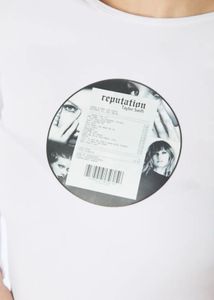 white printed Back Cut Tshirt