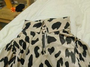 Chic Leopard Print Mock Neck Blouse