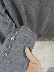 Gray Knit Pullover Sweater