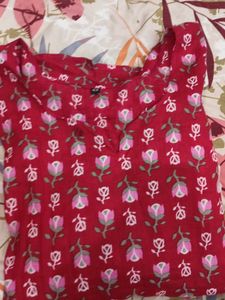 Red Floral Print Kurta
