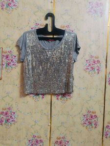 y2k Sparkly Sequin Crop Top