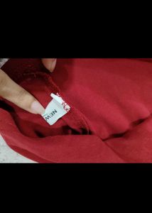 Red Lettuce Hem Crop Top