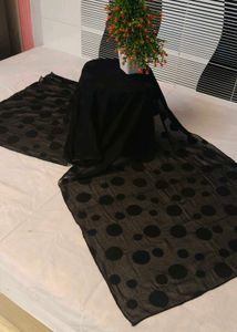 Chic Black Polka Dot Sheer Dupatta
