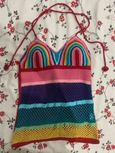 crochet y2k halter neck top(padded)