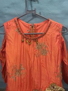 Beautiful Orange Embroidered gown