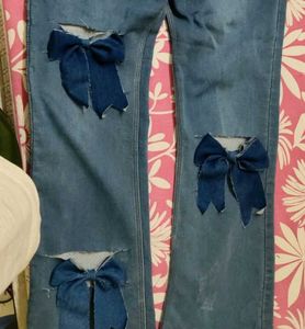 Bow Accent Flare Jeans