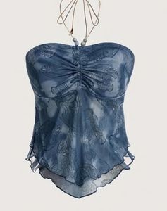 Blue Paisley Halter Neck Top